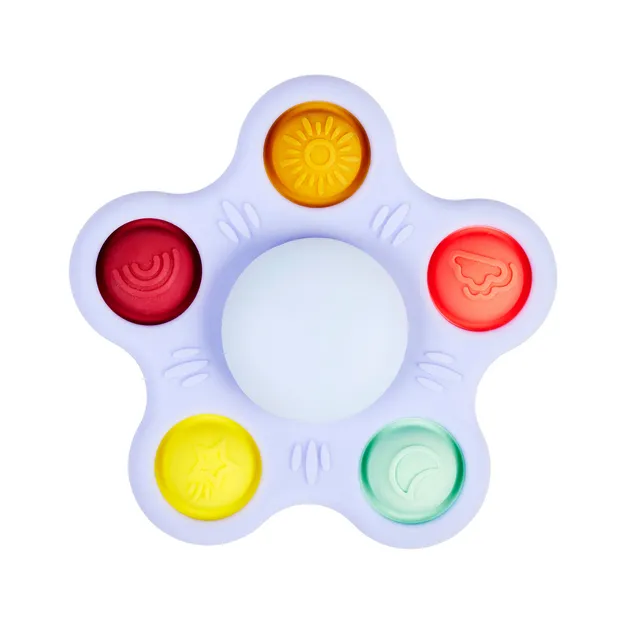 nattou-silikon-babyrassel-pop-it-spinner-9-cm-mit-saugnapf-mehrfarbig image 1