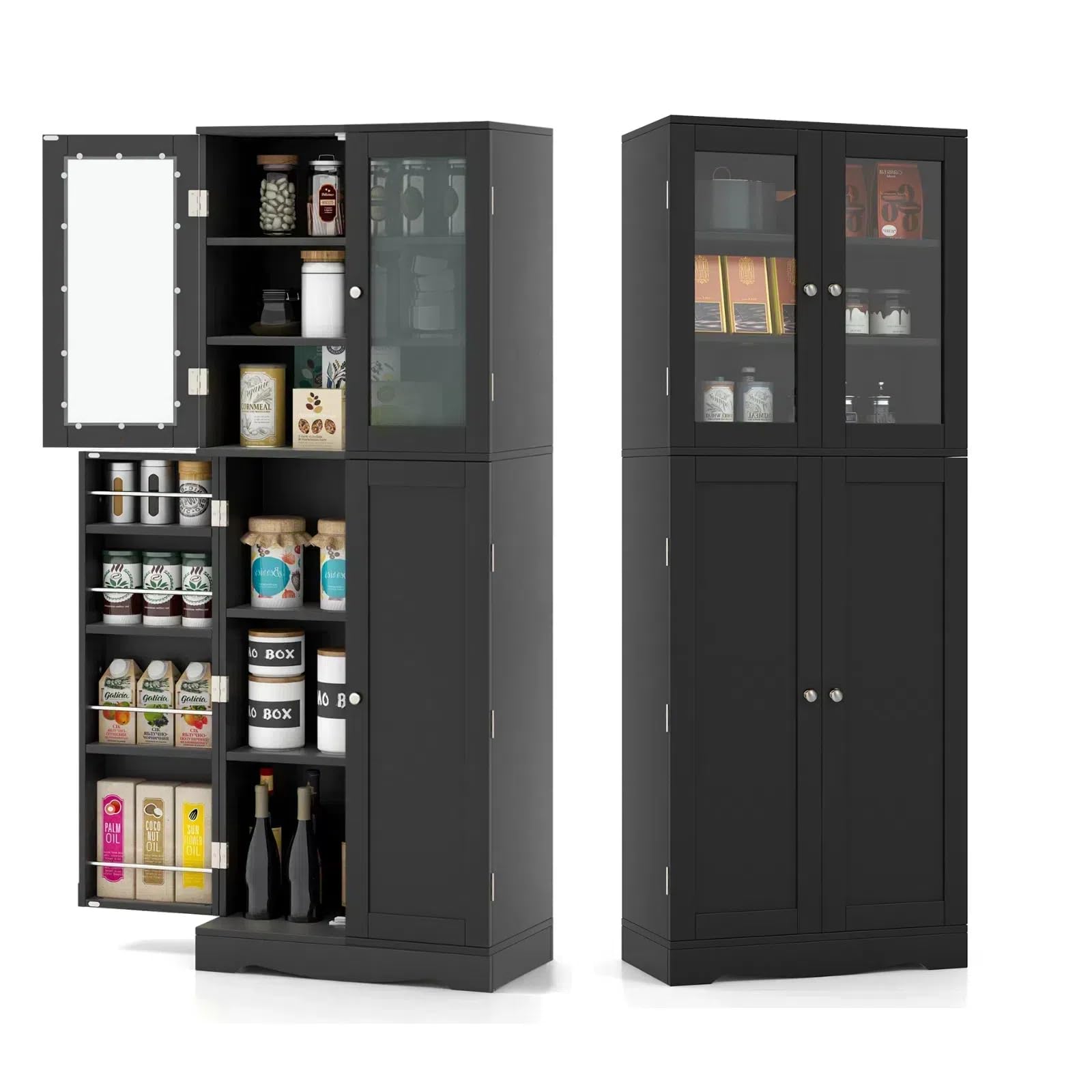 komfotteu-hochschrank-vitrinenschrank-wei-60x31-5x161-5-cm-mit-glast-r image 8