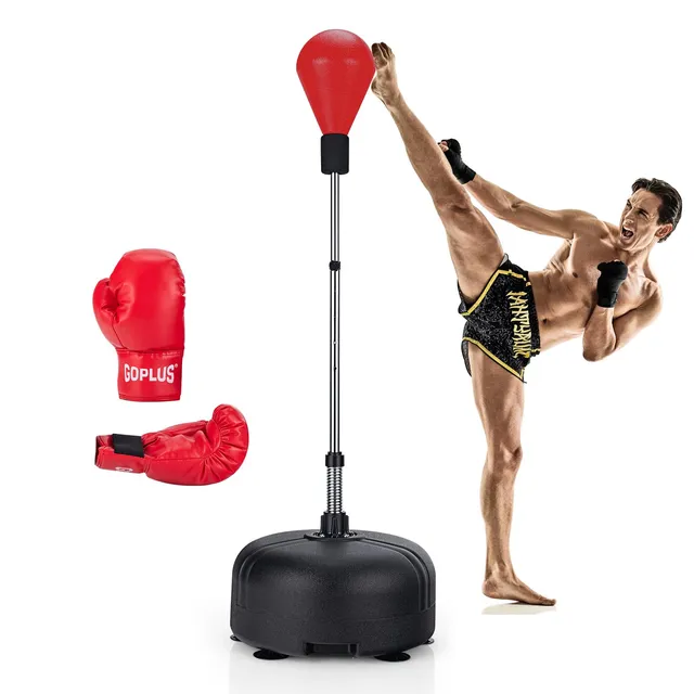 komfotteu-standboxsack-punchingball-auf-standfu-140-158-cm-mit-boxhandschuhen image 1