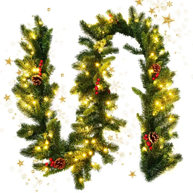 komfotteu-weihnachtsgirlande-270-cm-tannengirlande-mit-100-led image 1