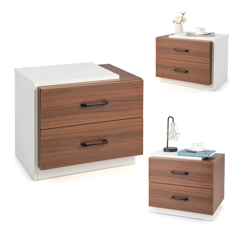 komfotteu-nachttisch-holz-mit-2-schubladen-55-x-40-x-45-cm image 1