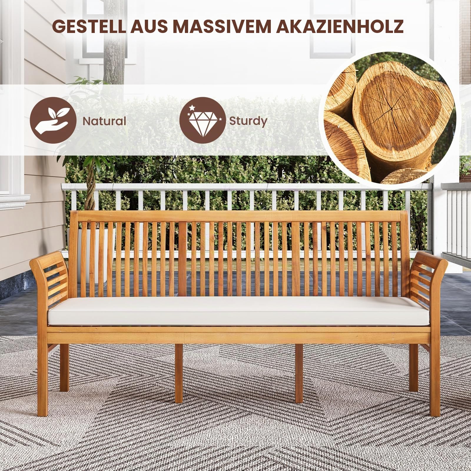 komfotteu-gartenbank-3-sitzer-akazienholz-mit-kissen image 4