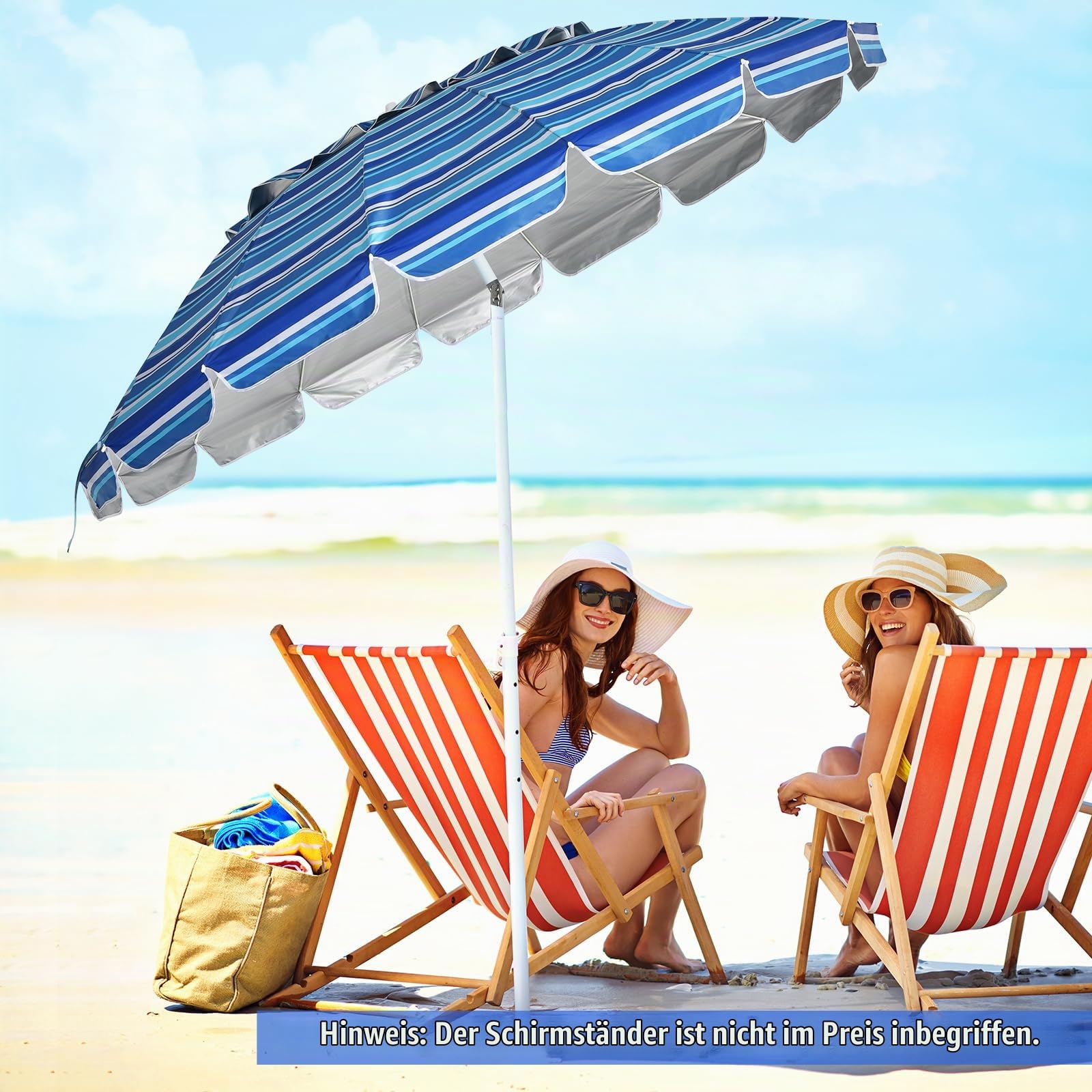 komfotteu-sonnenschirm-strand-243-cm-knickbar-mit-tragetasche image 2
