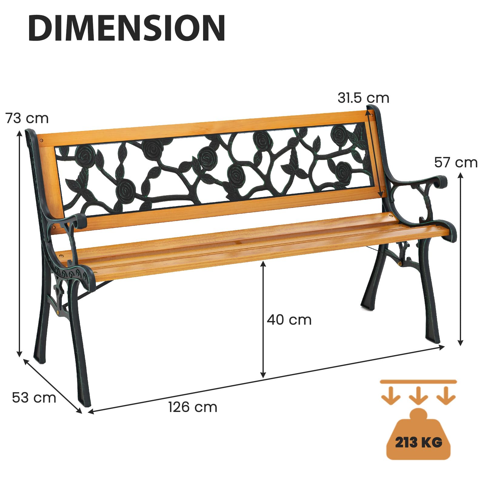 komfotteu-3-sitzer-gartenbank-mit-metallrahmen-belastbar-bis-210-kg image 3