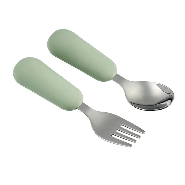 nattou-mealtime-besteckset-silikon-12-cm-lindengr-n image 1