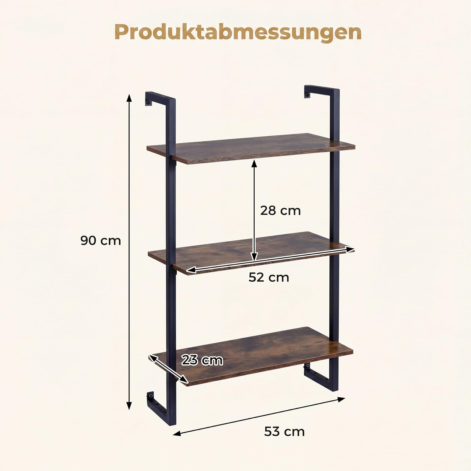 komfotteu-wandregal-3-ebenen-53x23x90-cm-industrial-schwarz image 3