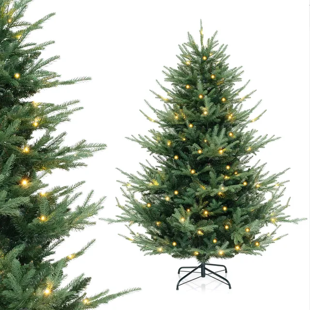 komfotteu-k-nstlicher-weihnachtsbaum-mit-lichtern-135-cm-442-spitzen image 1