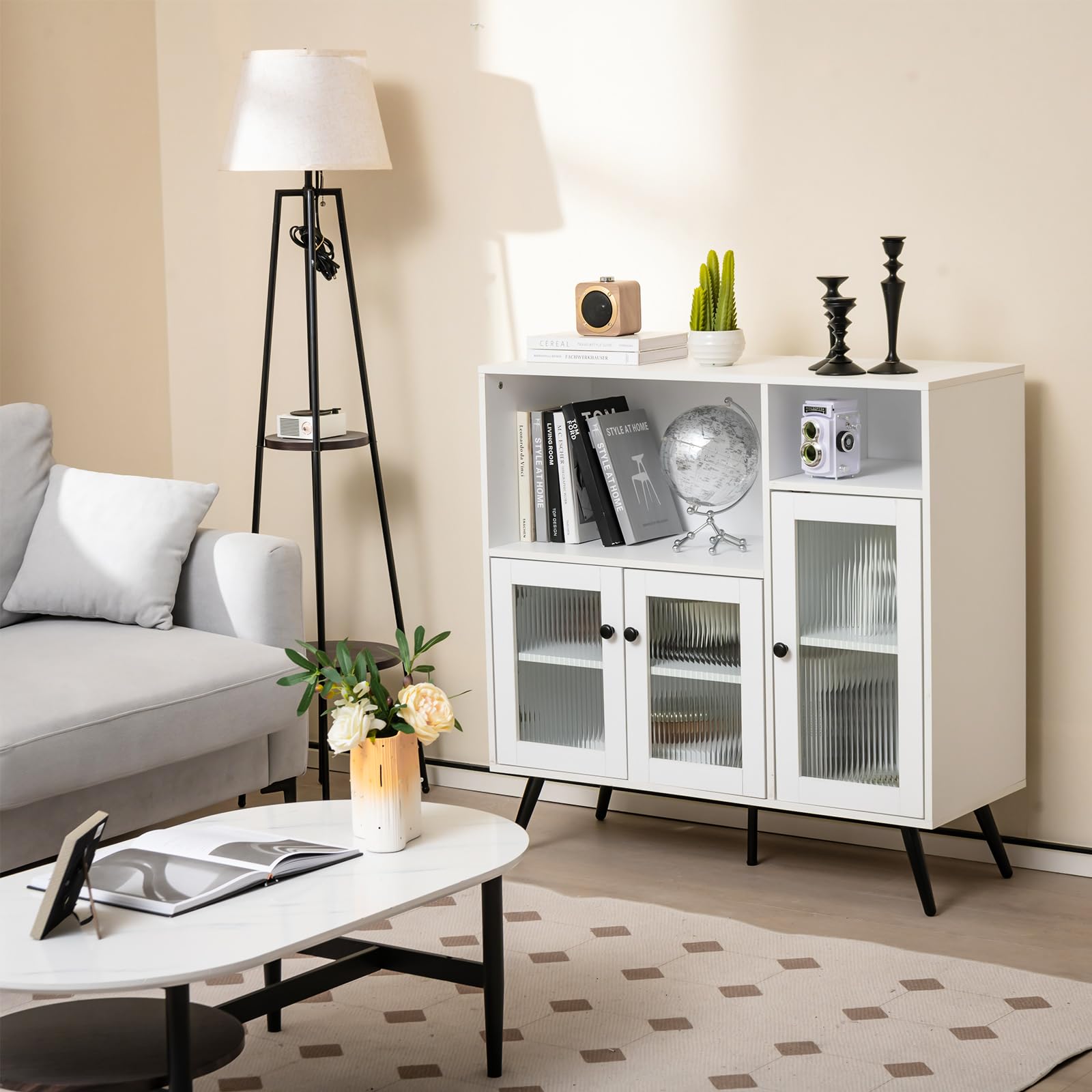 komfotteu-buffet-sideboard-wei-100x39-5x100-cm-mit-3-glast-ren image 6