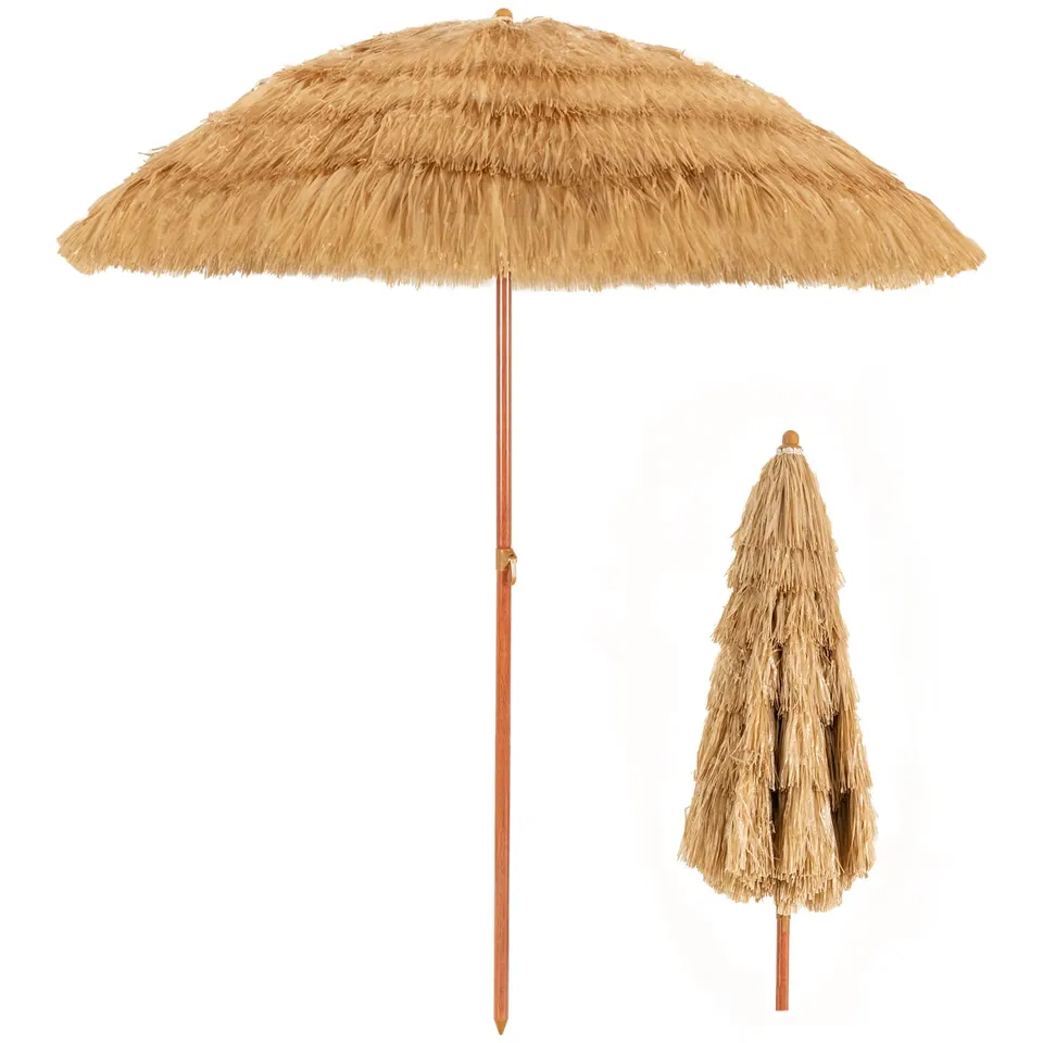 komfotteu-hawaii-sonnenschirm-strohschirm-knickbar-ohne-st-nder image 1