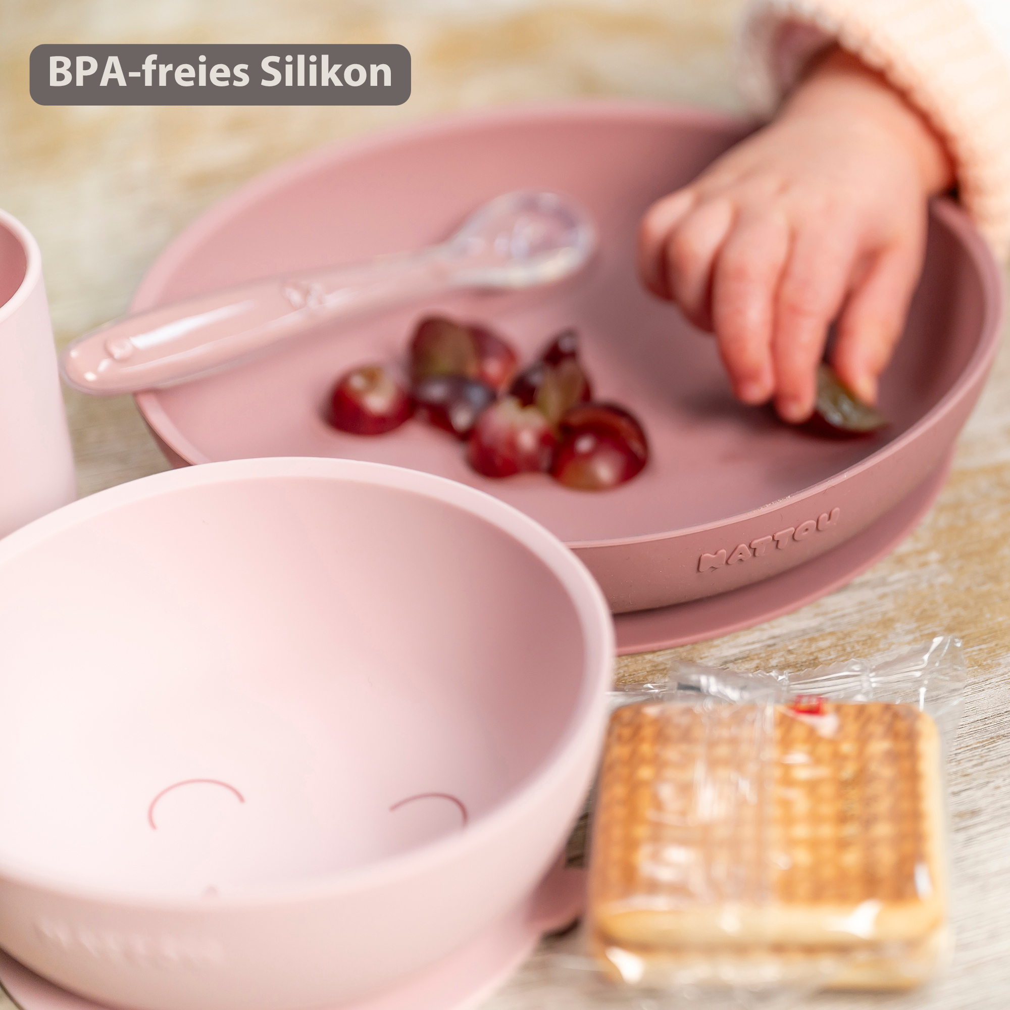 nattou-mealtime-b-r-geschirrset-silikon-4-teilig-rosa image 4