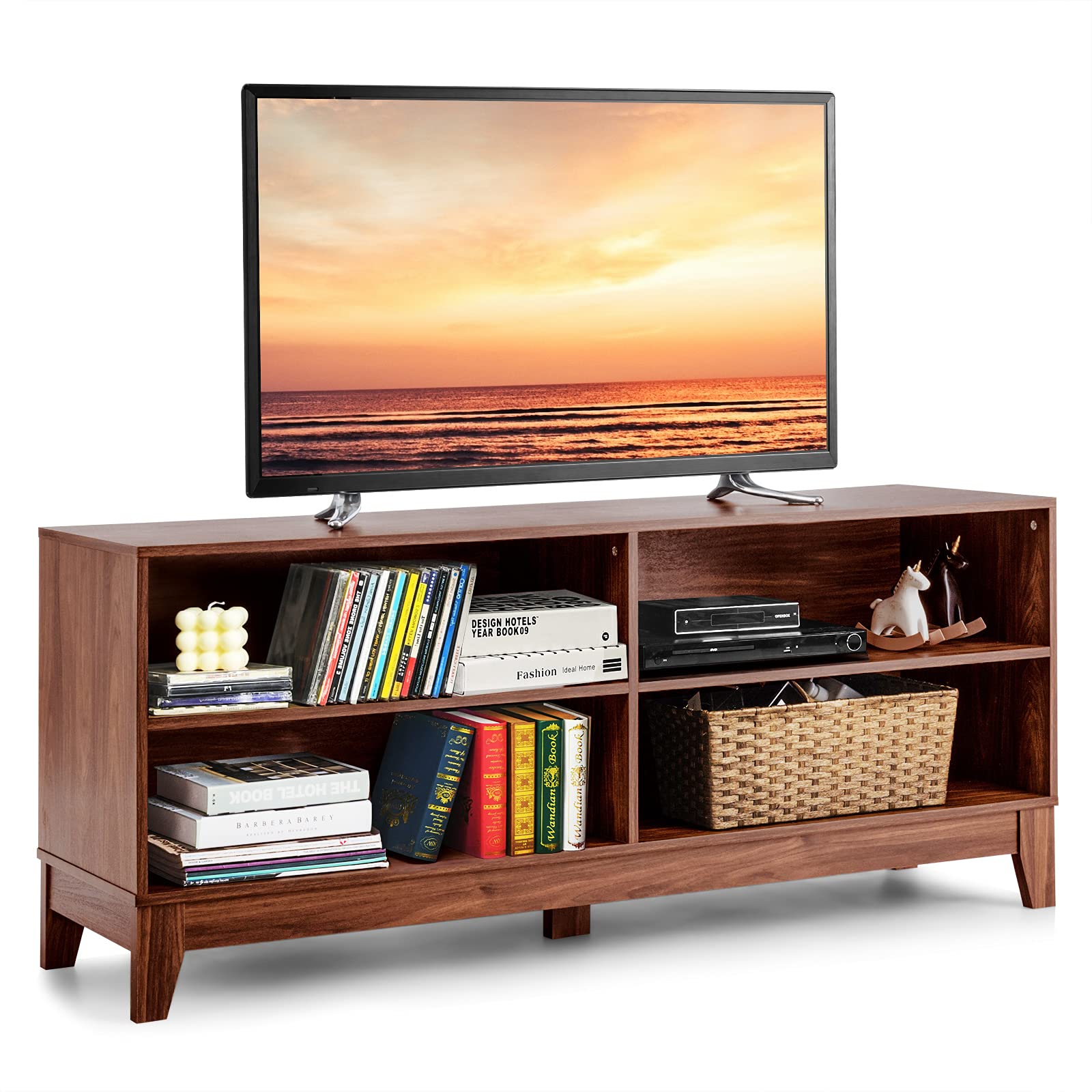 komfotteu-tv-lowboard-147x40-cm-braun-f-r-fernseher-bis-67-zoll image 1