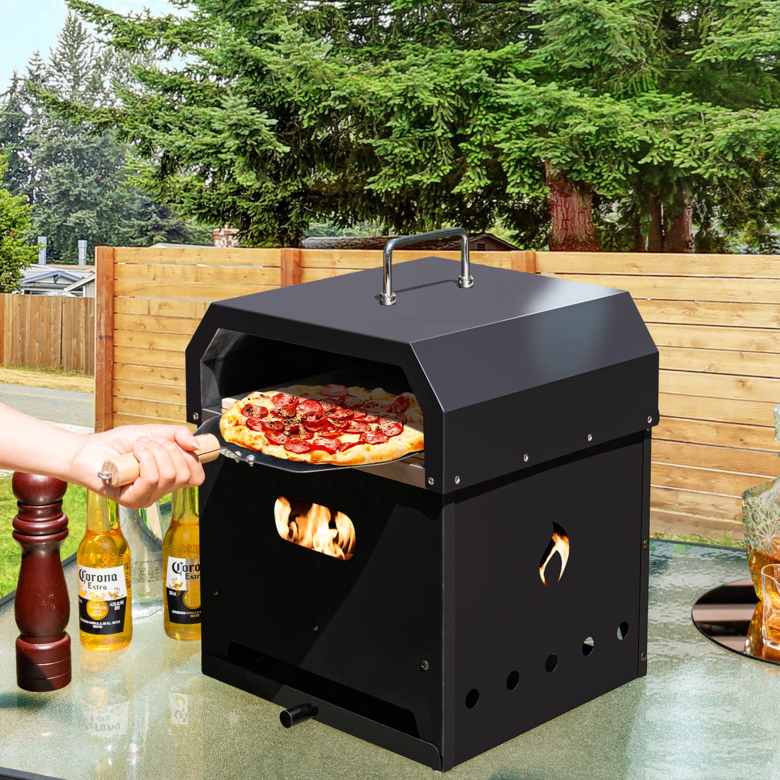 komfotteu-pizzaofen-4-in-1-outdoor-ofen-mit-pizzastein image 8