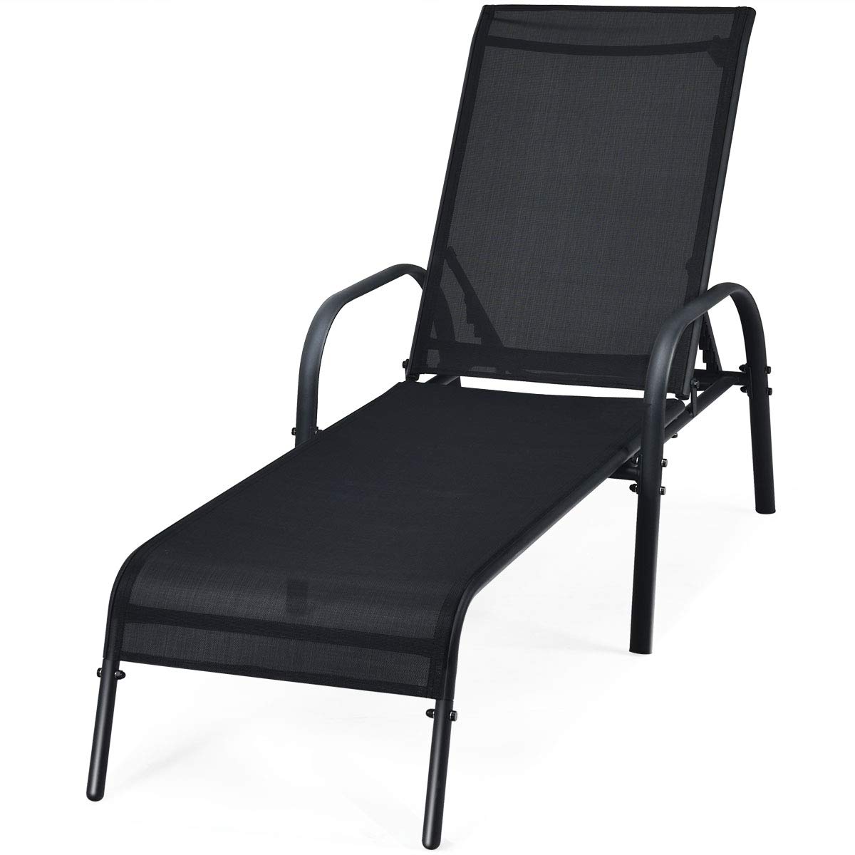 komfotteu-sonnenliege-textilene-5-fach-verstellbar-bis-150-kg-schwarz image 7
