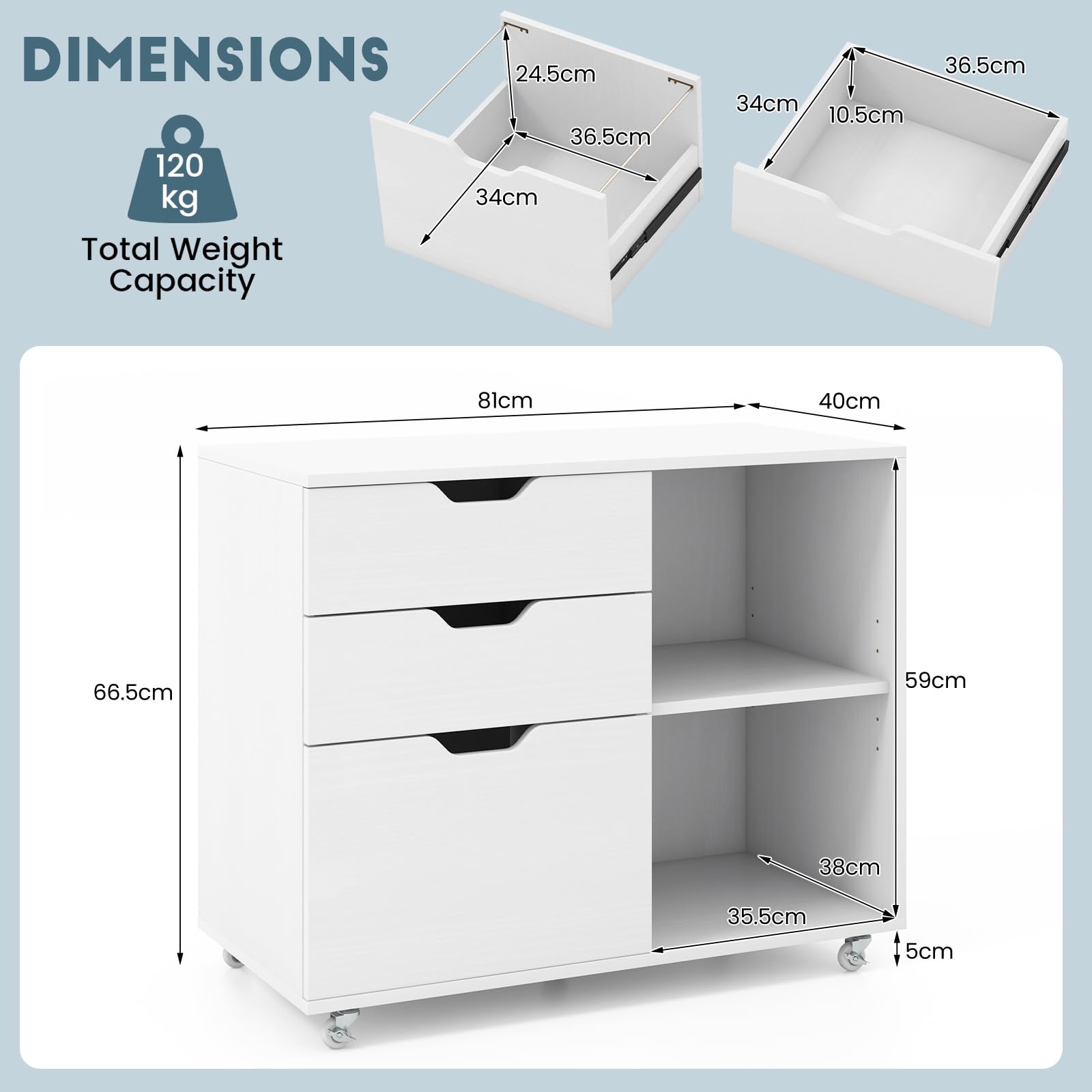 komfotteu-rollcontainer-3-schubladen-mit-regal-wei image 3