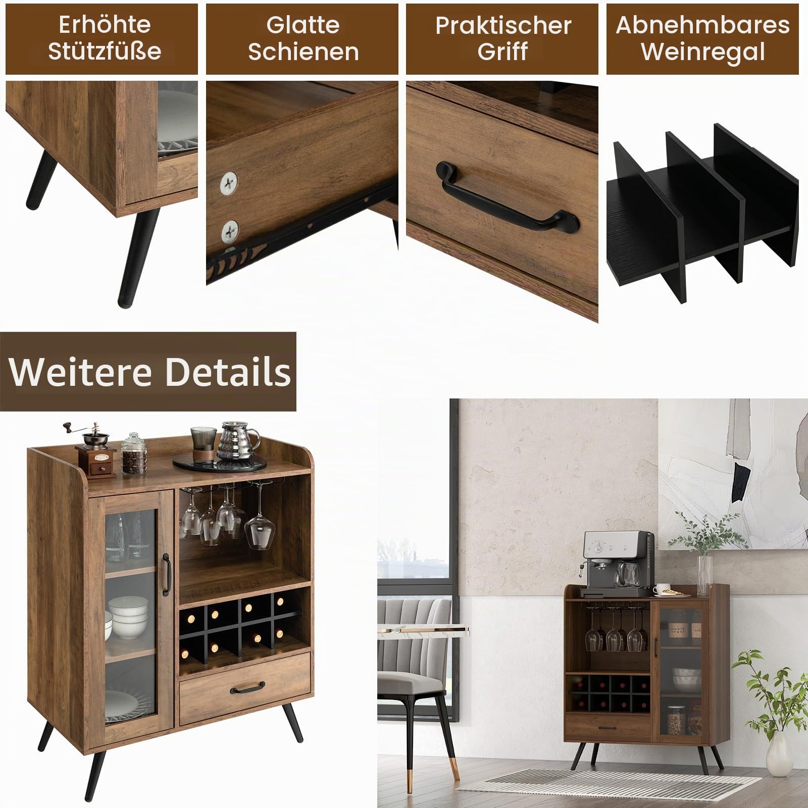 komfotteu-weinschrank-barschrank-vintage-80x40x95-cm-mit-glashaltern image 8