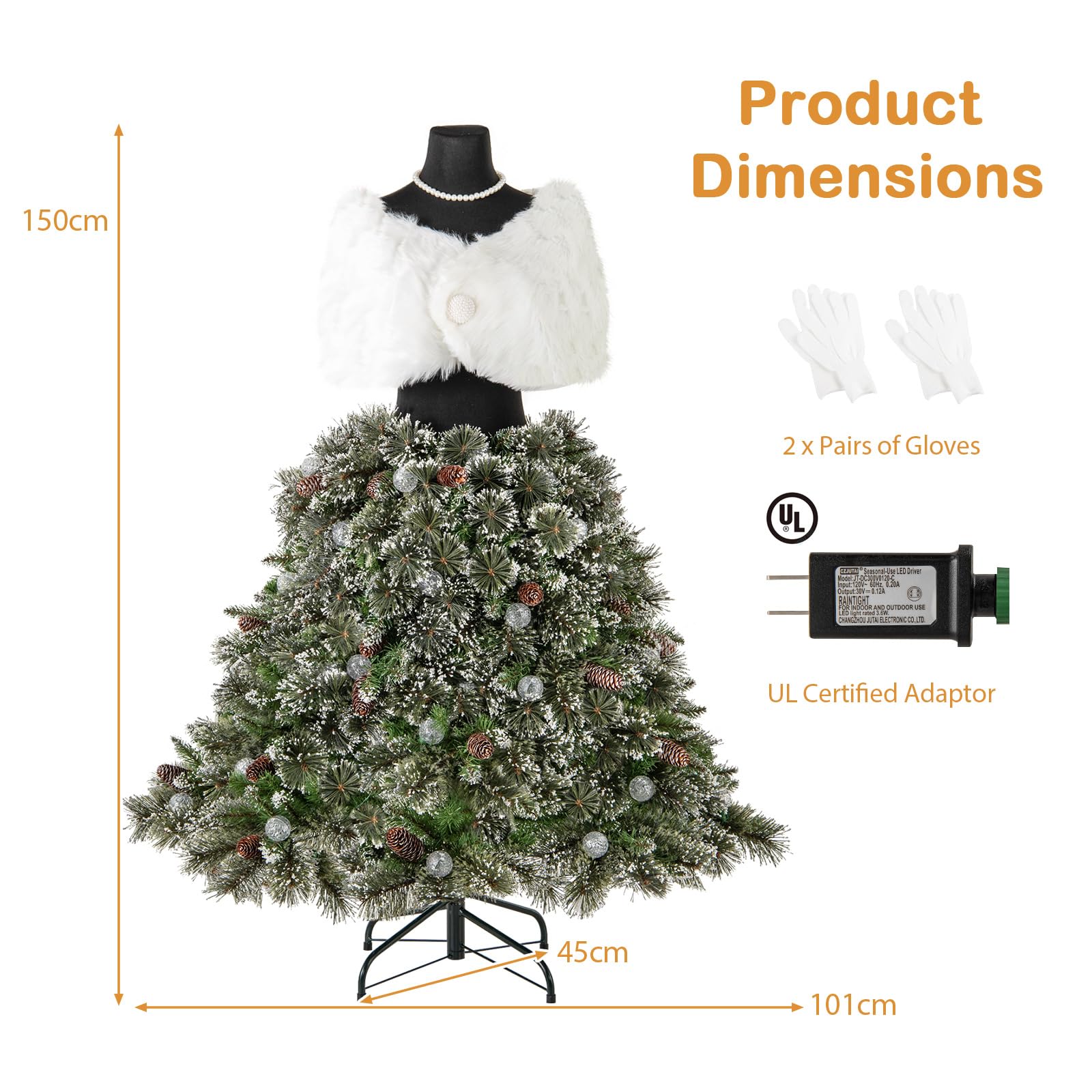 komfotteu-k-nstlicher-wei-er-weihnachtsbaum-mit-lichtern-und-metallst-nder image 6
