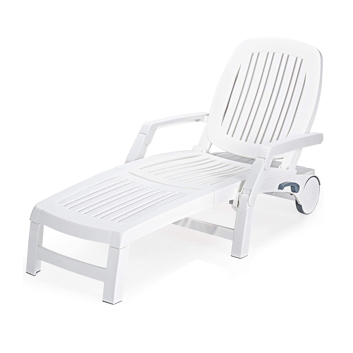 komfotteu-sonnenliege-klappbar-wei-gartenliege-pp-mit-rollen-5-fach-lehne-bis-15 image 1