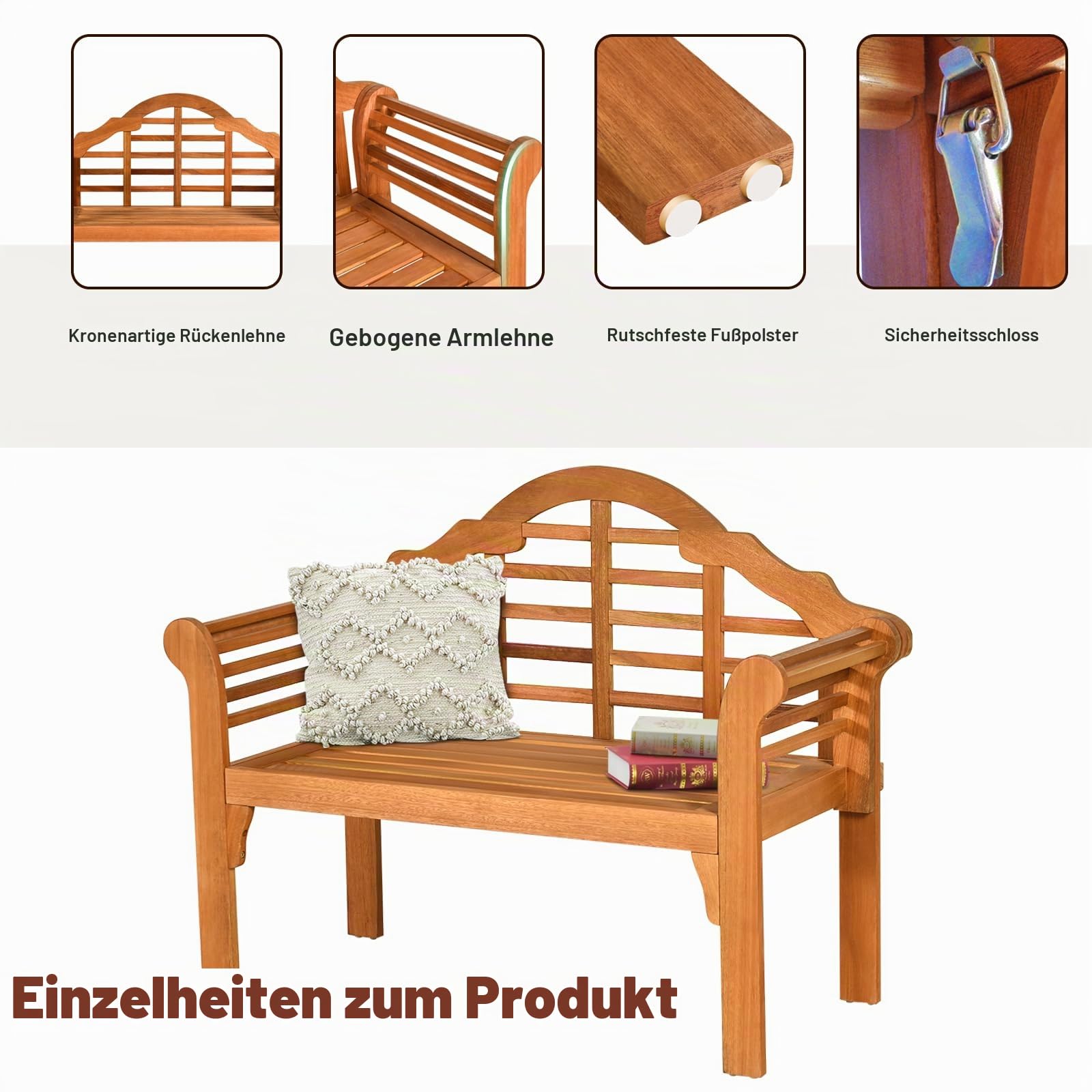 komfotteu-2-sitzer-gartenbank-klappbar-eukalyptus-123-cm-bis-360-kg image 5