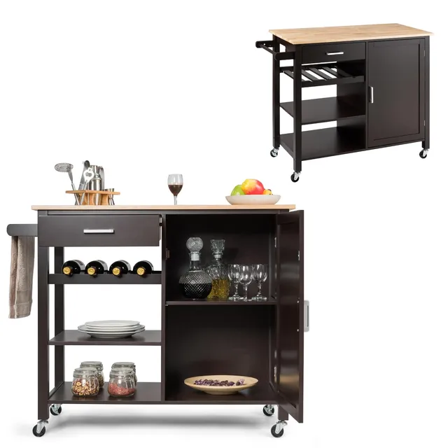 komfotteu-k-chenwagen-mit-arbeitsplatte-und-flaschenhalter-holz-100-x-48-x-90-cm image 1