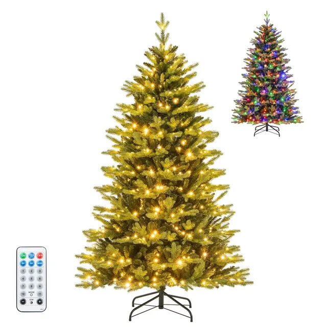 komfotteu-k-nstlicher-weihnachtsbaum-mit-lichtern-und-eisenbasis-aus-pvc image 1