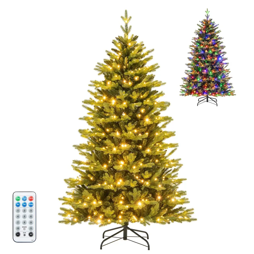 komfotteu-k-nstlicher-weihnachtsbaum-mit-lichtern-und-eisenbasis-aus-pvc image 1
