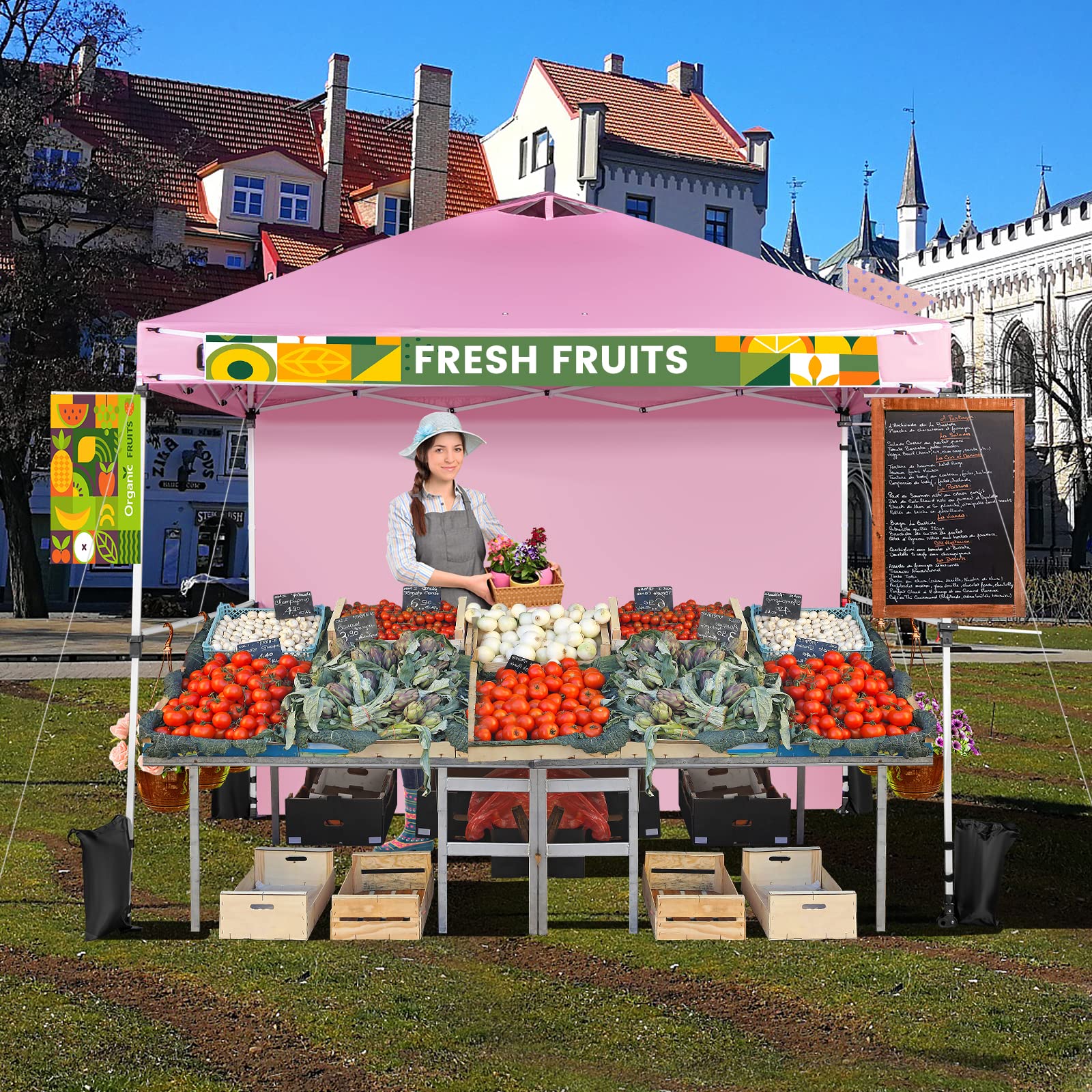 komfotteu-faltpavillon-3x3-m-h-henverstellbar-rosa-mit-seitenw-nden image 3
