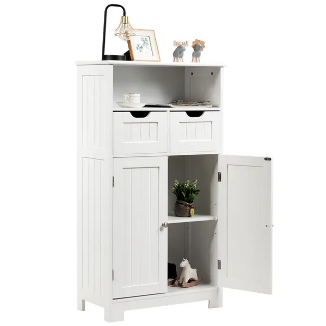 komfotteu-badezimmerschrank-standschrank-60x30x109cm-wei-2-schubladen image 1