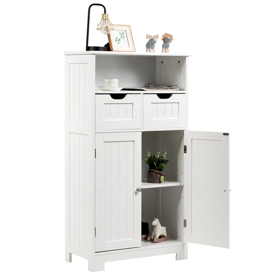 komfotteu-badezimmerschrank-standschrank-60x30x109cm-wei-2-schubladen image 1