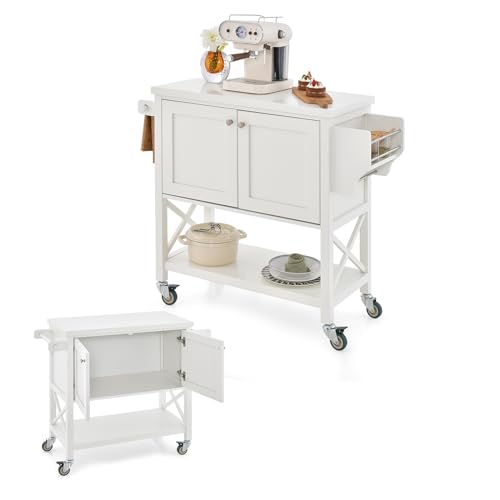 komfotteu-servierwagen-wei-100x38x87-cm-mit-schrank-und-rollen image 8