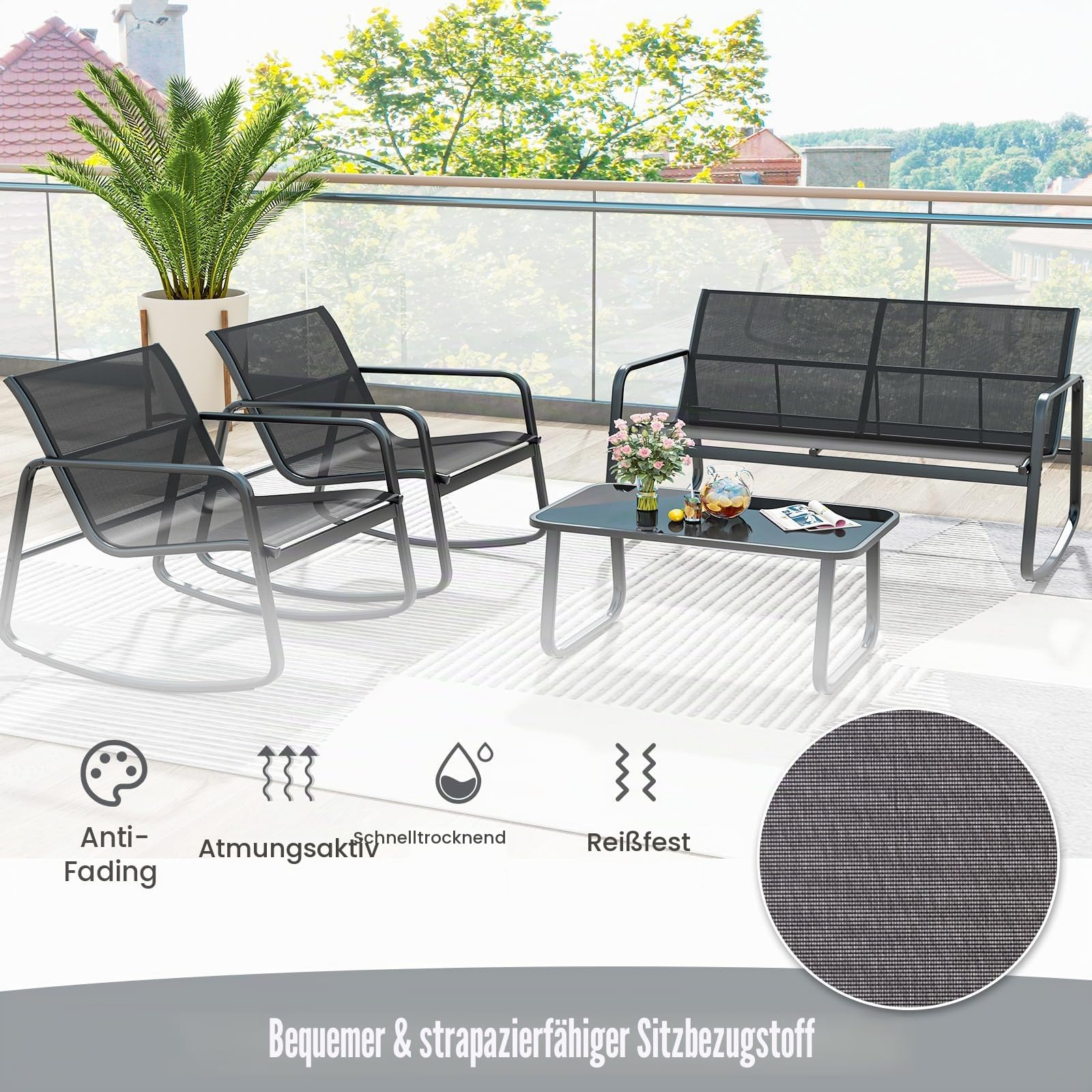 komfotteu-gartenm-bel-set-4-tlg-mit-2-schaukelst-hlen-bank-tisch-schwarz image 5