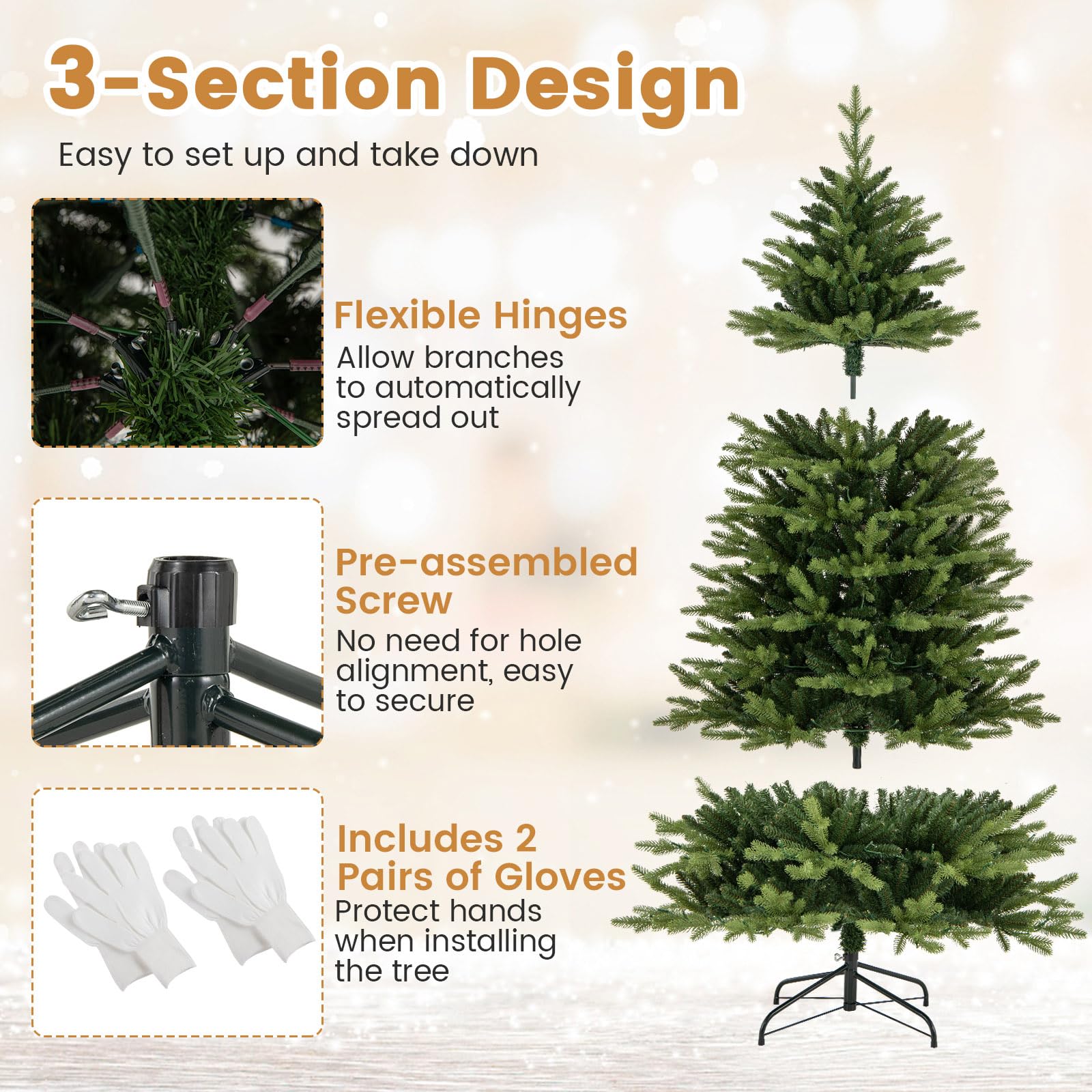 komfotteu-k-nstlicher-weihnachtsbaum-mit-lichtern-und-eisenbasis-aus-pvc image 3