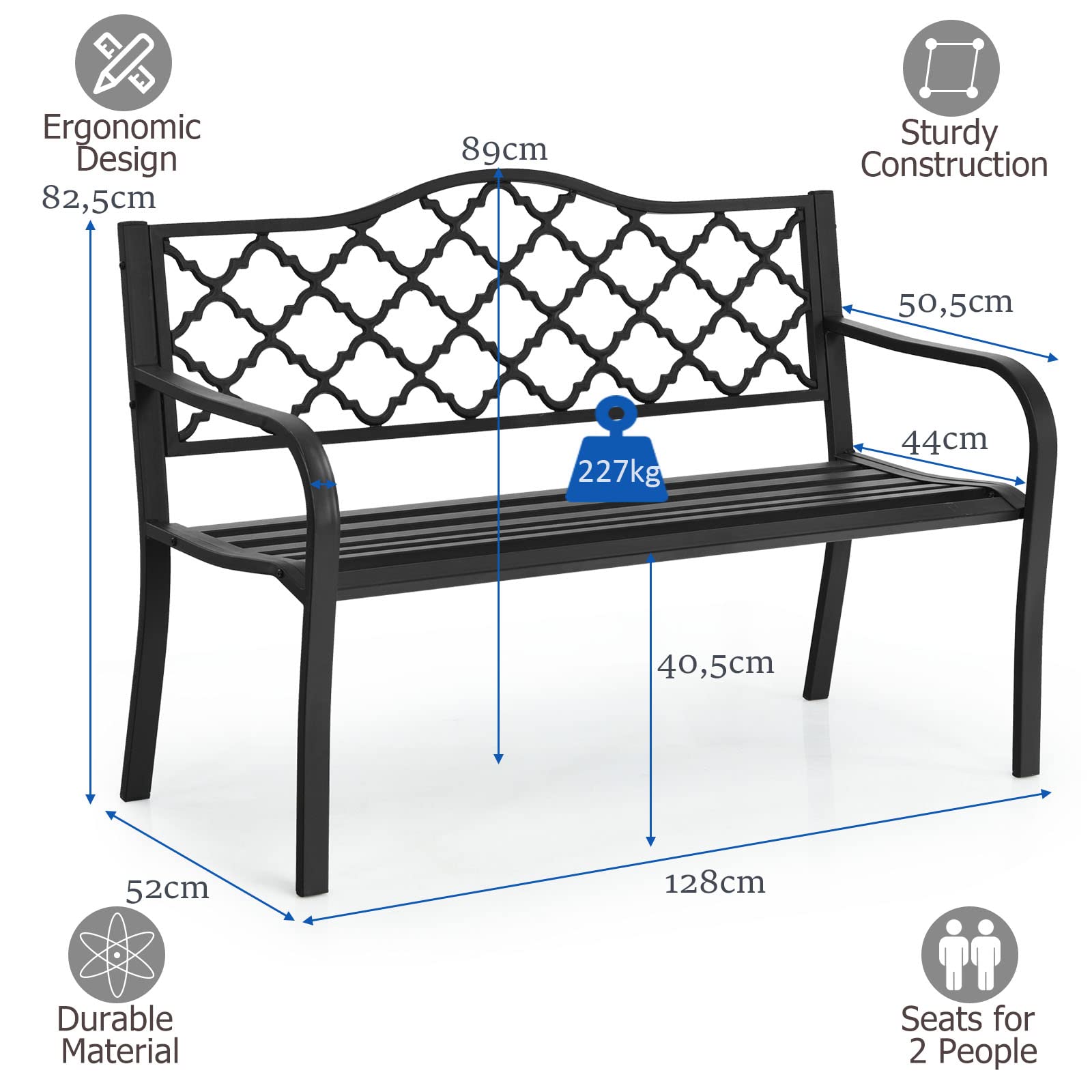 komfotteu-gartenbank-metall-2-personen-128-cm-schwarz image 3