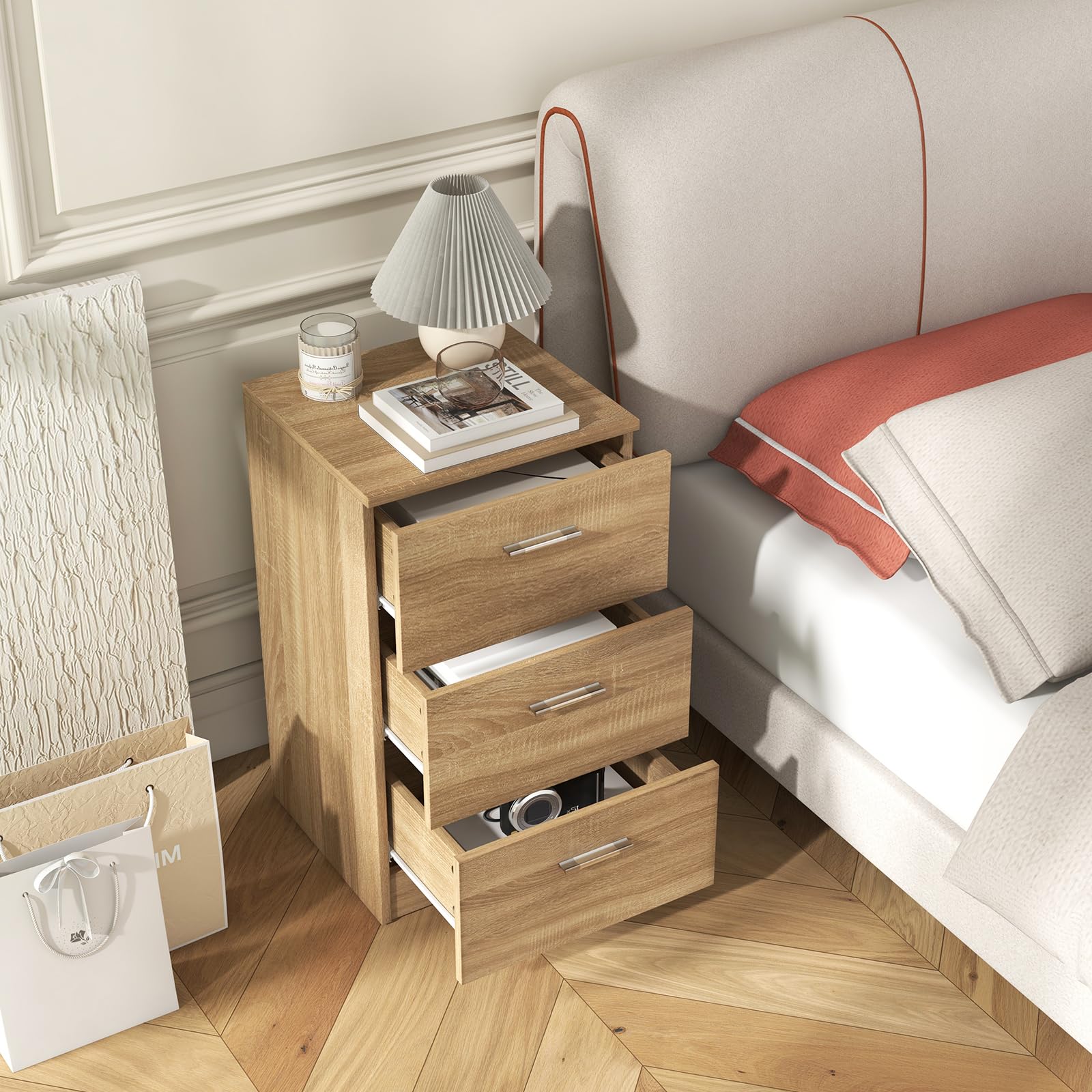 komfotteu-nachttisch-holz-mit-3-schubladen-38x35x66cm image 2