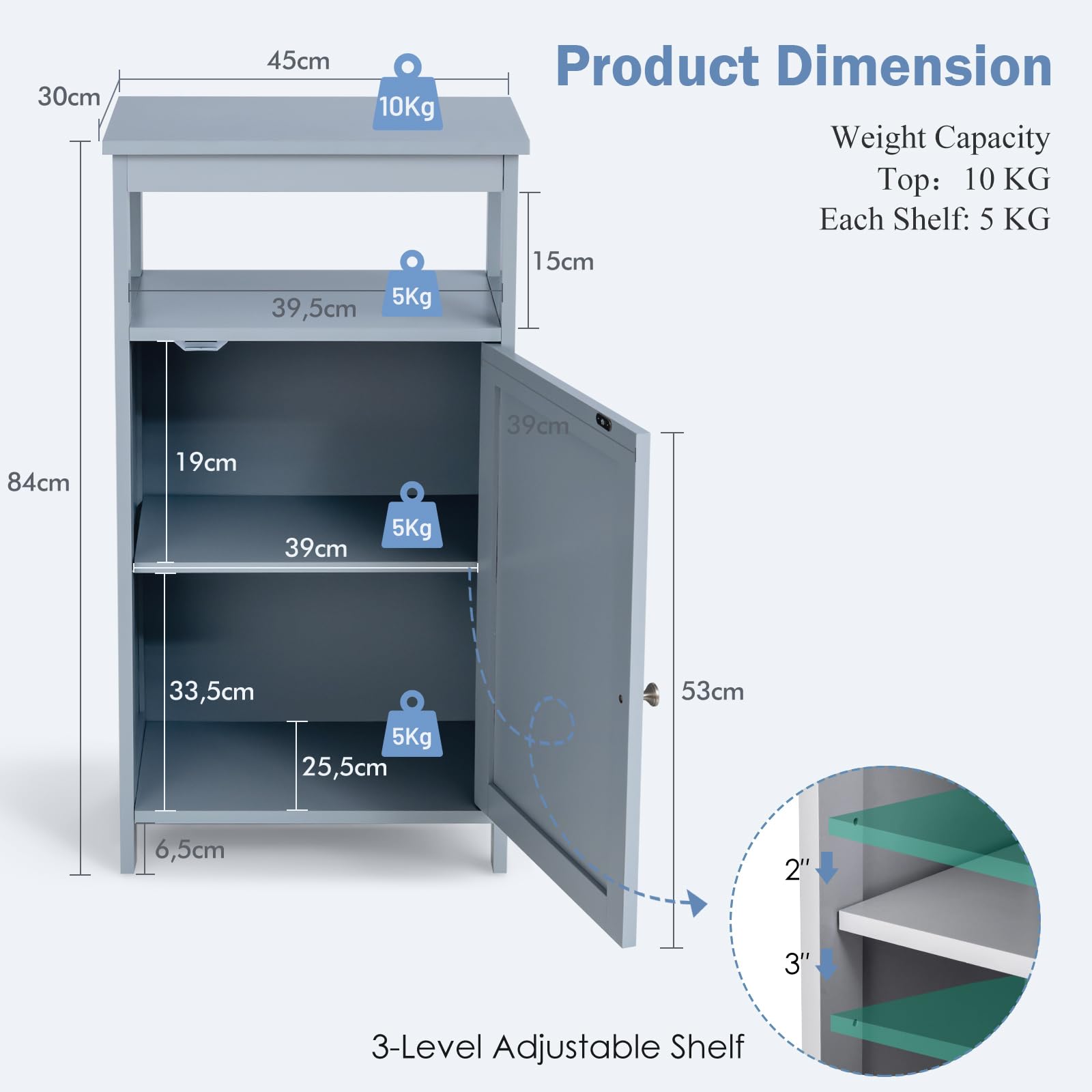 komfotteu-badezimmerschrank-45x30x84-cm-mit-offenem-regal-badschrank-wei-mit-ver image 3