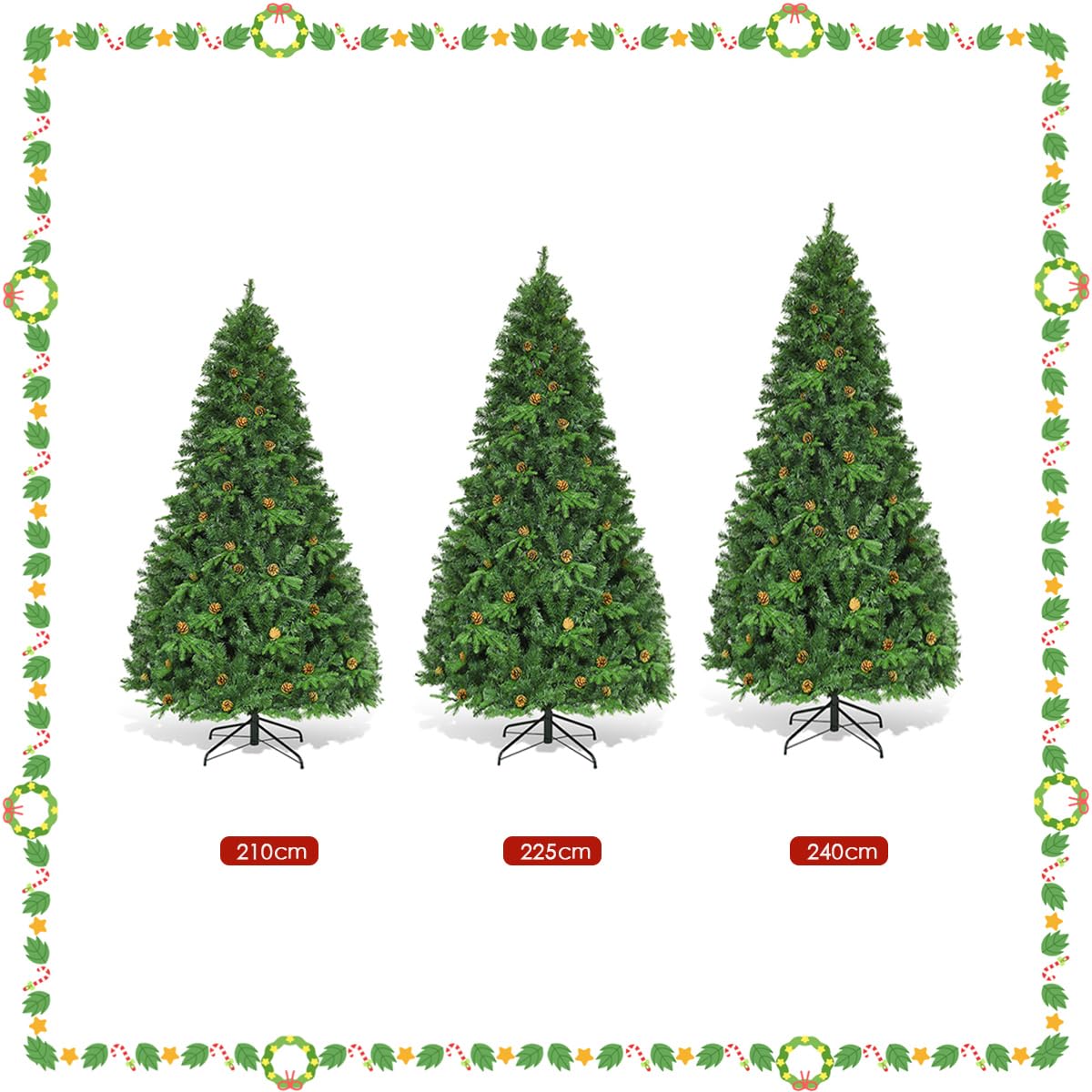 komfotteu-k-nstlicher-weihnachtsbaum-210-cm-mit-led-beleuchtung-und-tannenzapfen image 5