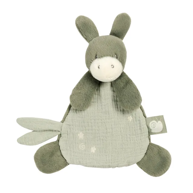 nattou-loulou-mini-kuscheltuch-esel-25-cm-lindengr-n image 1
