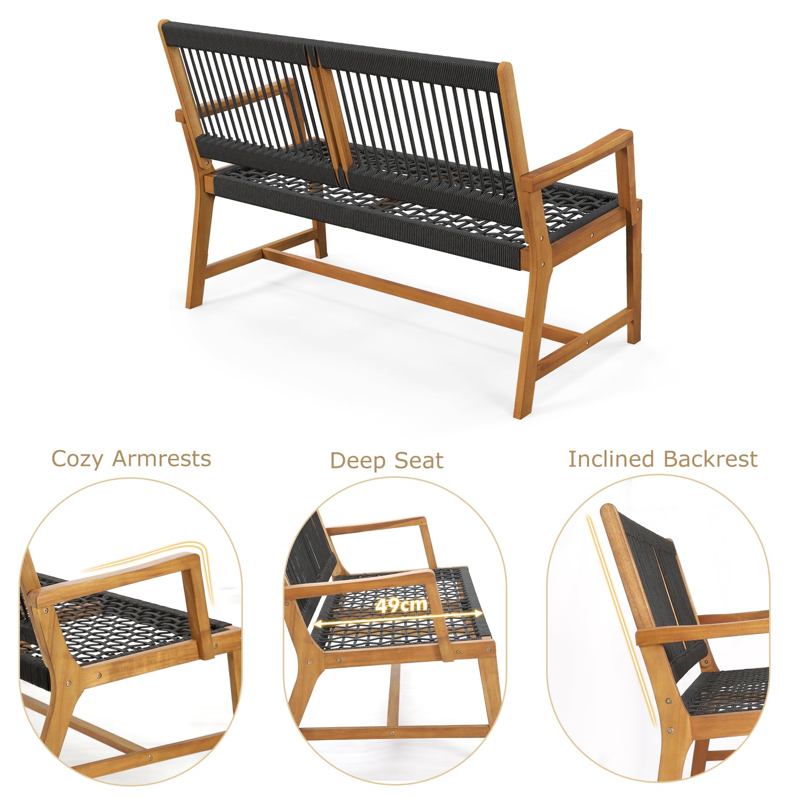komfotteu-gartenbank-akazienholz-2-sitzer-parkbank-118-x-63-x-90-cm-bis-320-kg image 6
