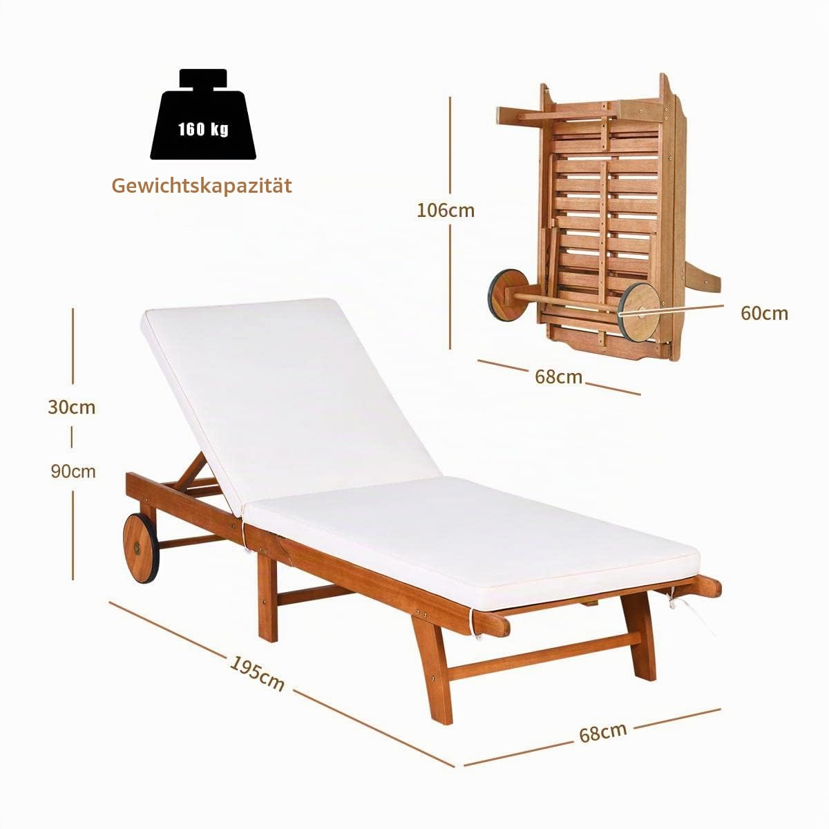 komfotteu-gartenliege-eukalyptusholz-verstellbar-mit-kissen-r-dern-bis-160-kg image 3