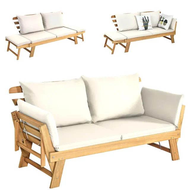 komfotteu-gartensofa-aus-holz-wei-bank-sonnenliege-2-personen image 1