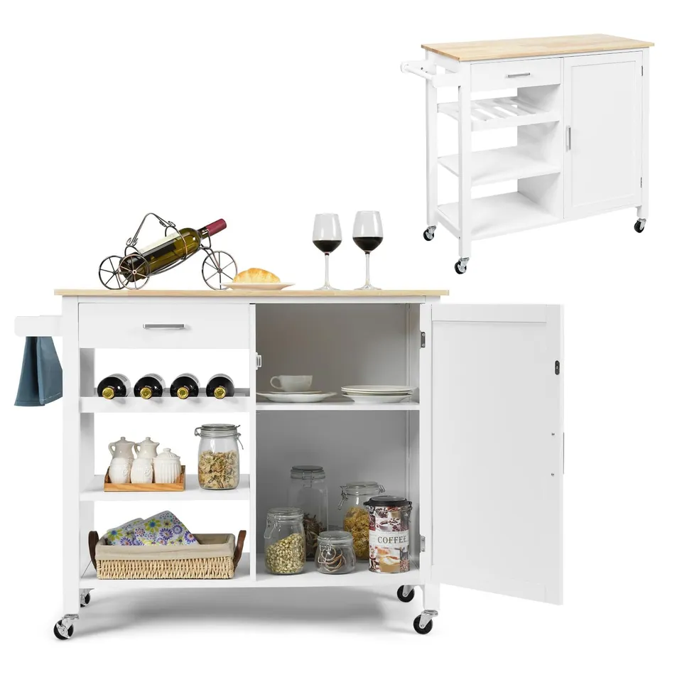 komfotteu-k-chenwagen-100x48x90cm-mit-arbeitsplatte-schublade-und-flaschenhalter image 1