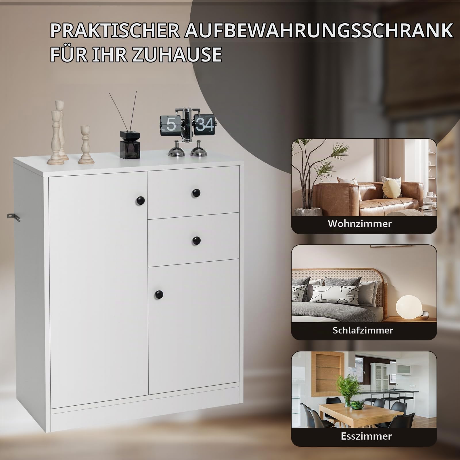 komfotteu-kommode-wei-sideboard-72x34x85-5-cm-mit-schubladen image 6