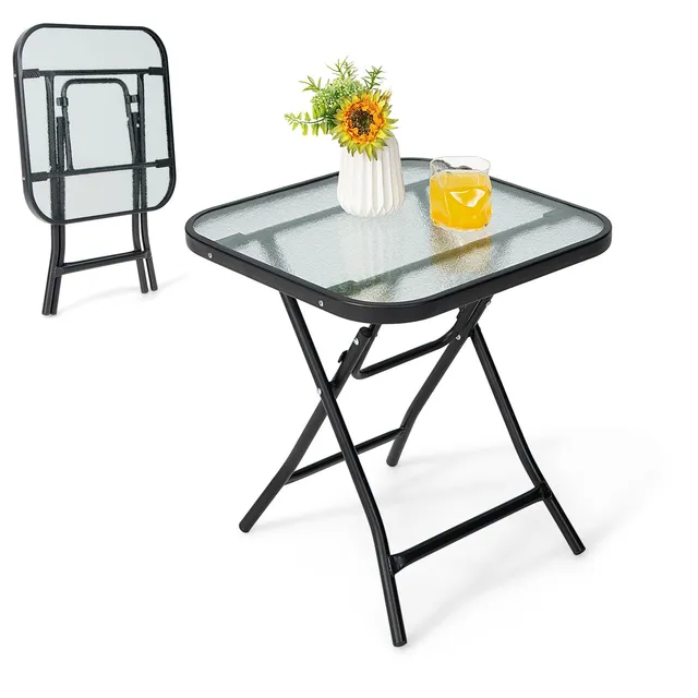komfotteu-gartentisch-quadratisch-46-5-cm-bistrotisch-klappbar-mit-glasplatte image 1