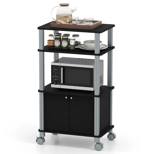 komfotteu-k-chenwagen-mit-3-ebenen-schrank-mit-t-r-und-rollen-60-x-40-x-98-cm-sc image 1