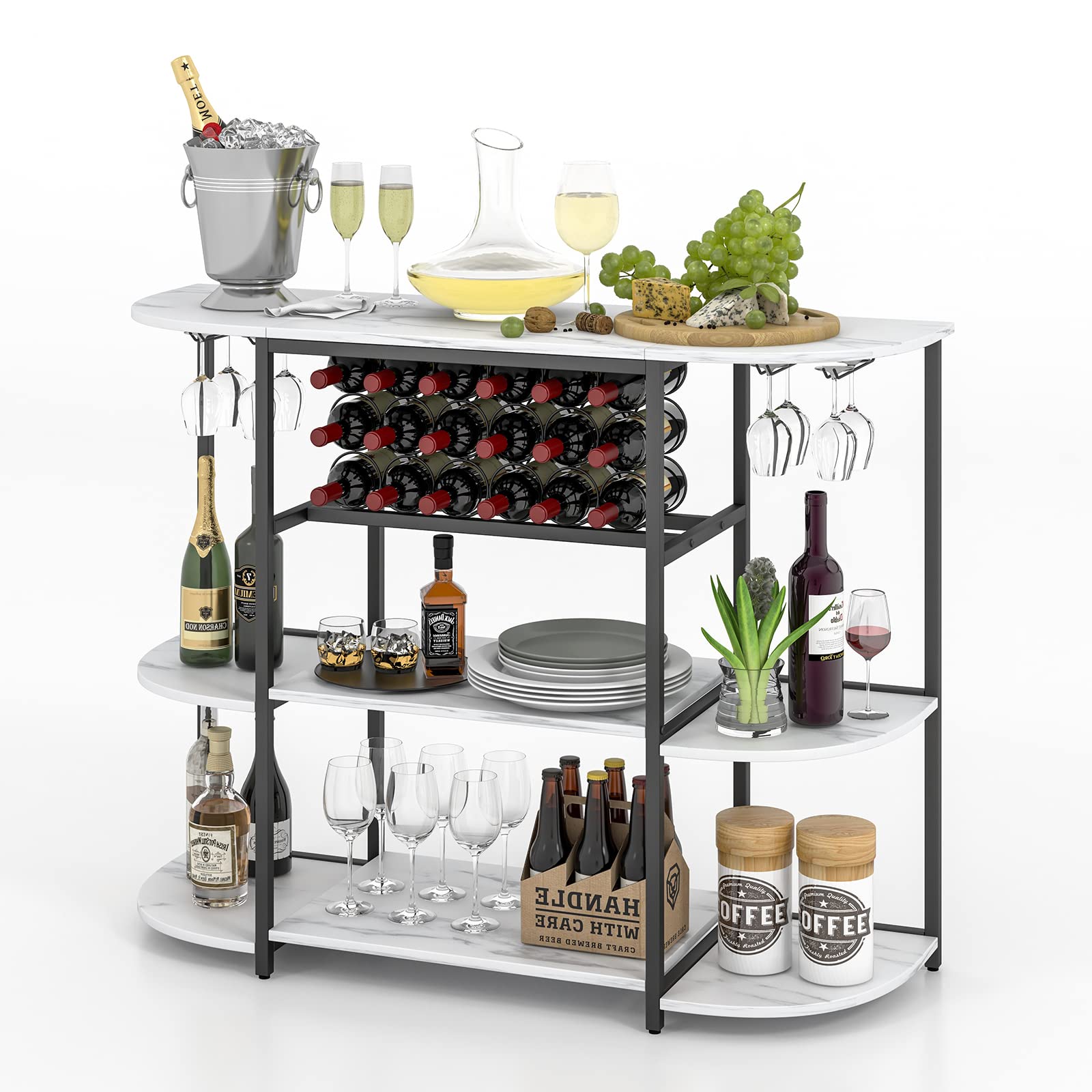 komfotteu-weintisch-mit-flaschenhalter-f-r-18-flaschen-wei-marmor-optik image 1
