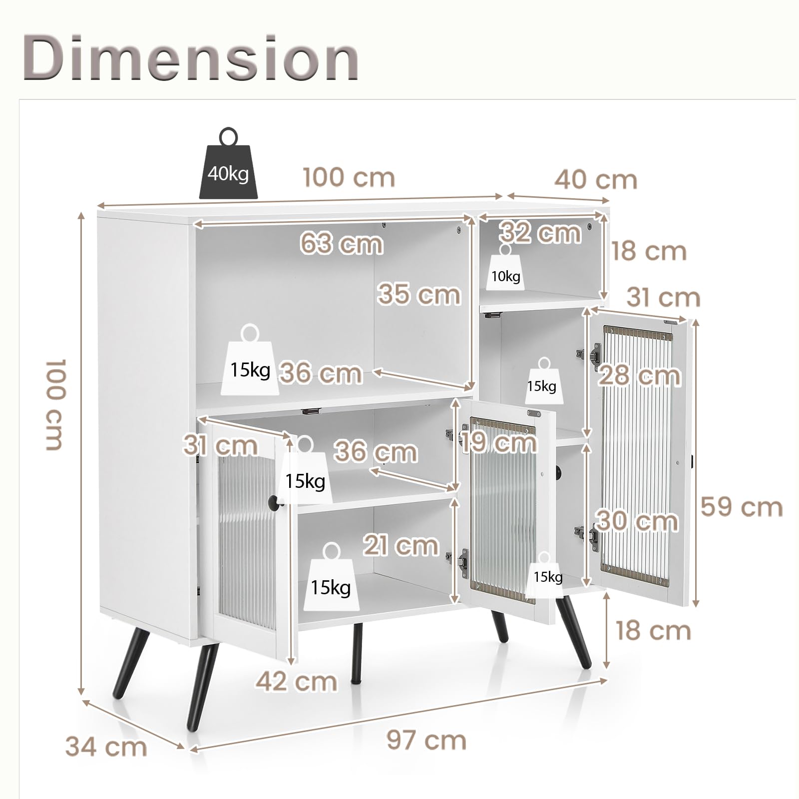 komfotteu-buffet-sideboard-wei-100x39-5x100-cm-mit-3-glast-ren image 3