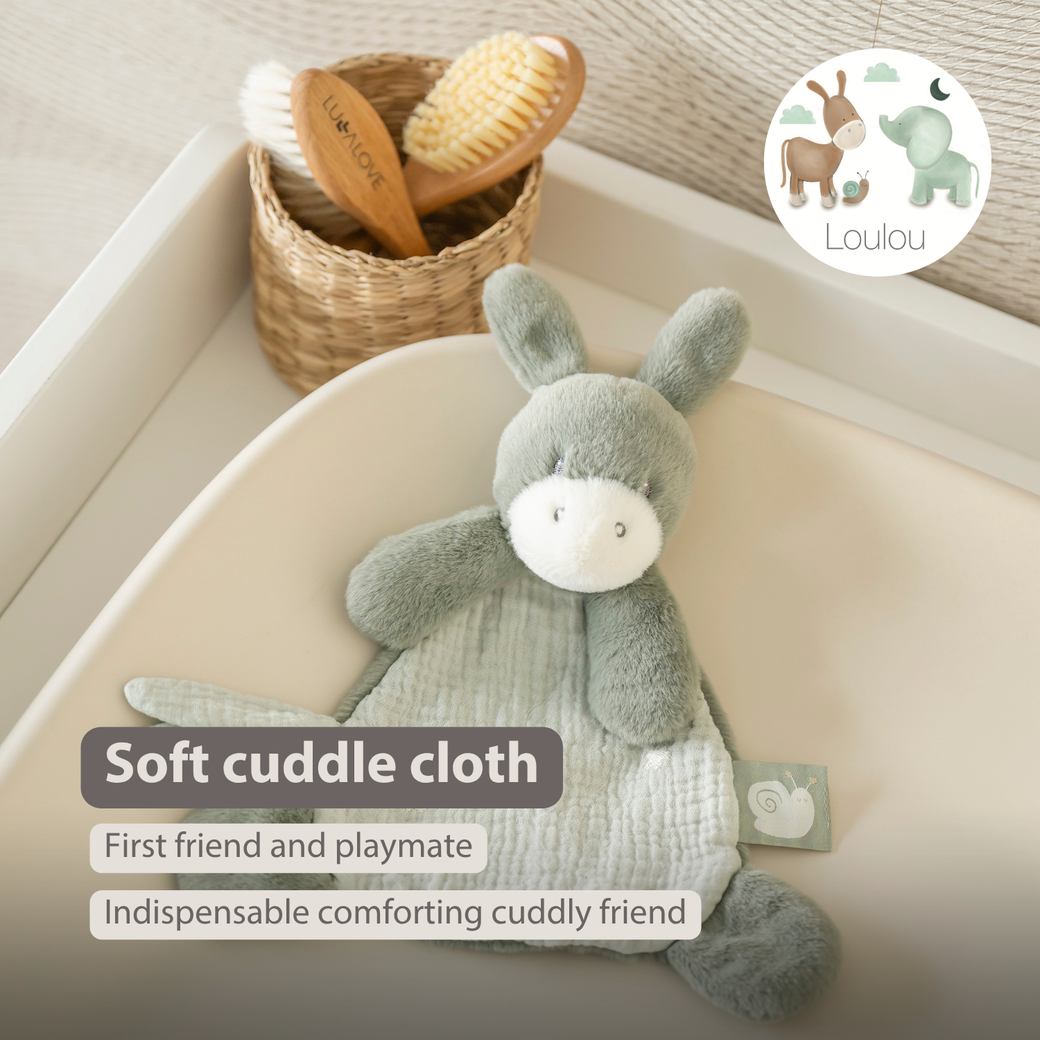 nattou-loulou-mini-kuscheltuch-esel-25-cm-lindengr-n image 2