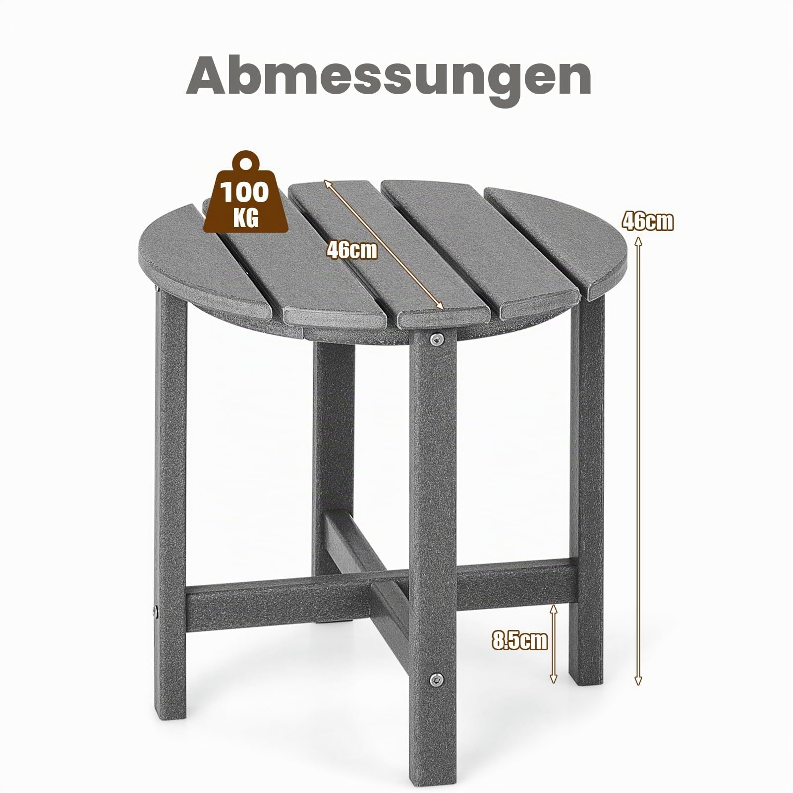 komfotteu-gartentisch-klein-rund-grau-hdpe-beistelltisch-wetterfest-bis-150-kg image 6