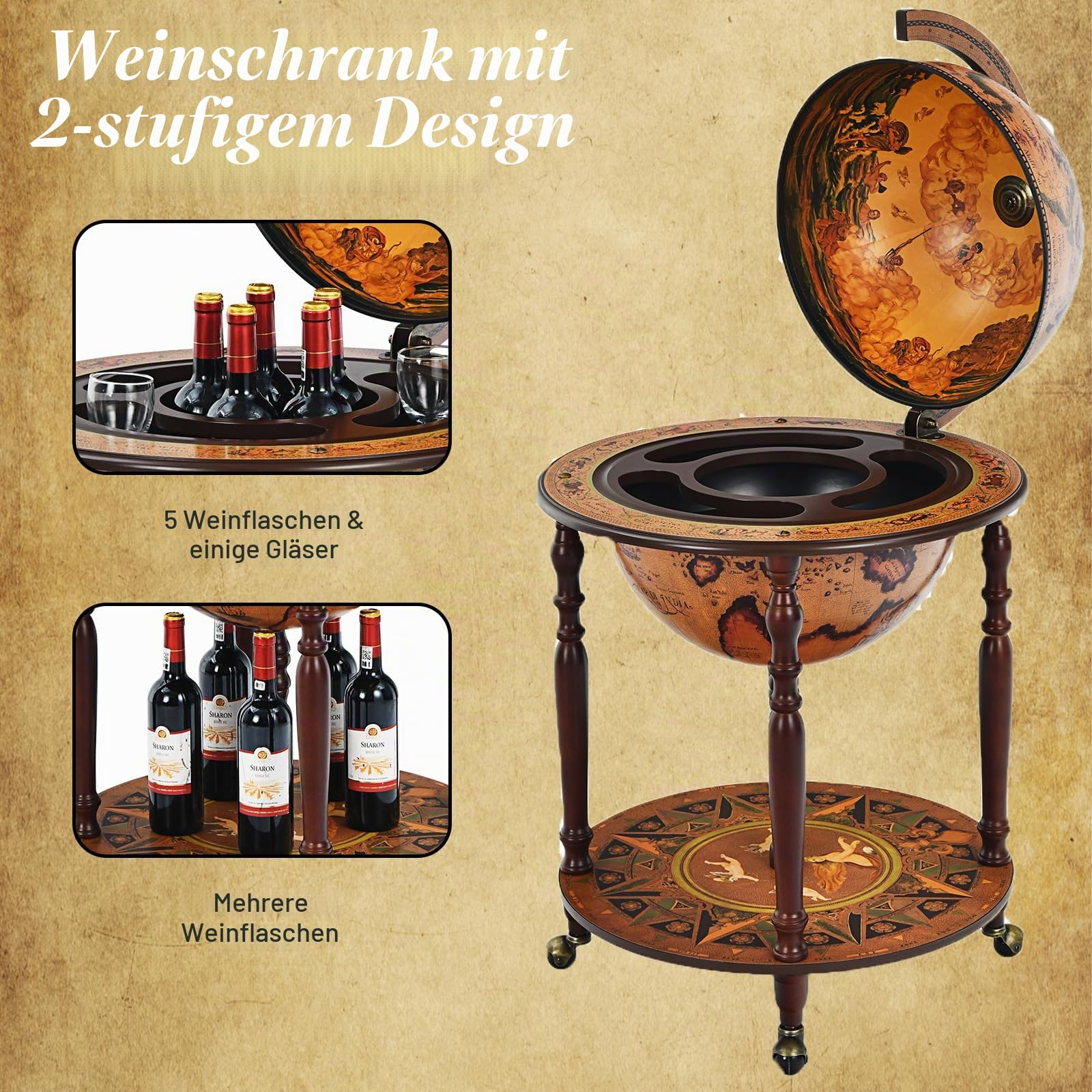 komfotteu-globus-bar-minibar-mit-rollen-60-5-x-60-5-x-95-5-cm-braun image 4