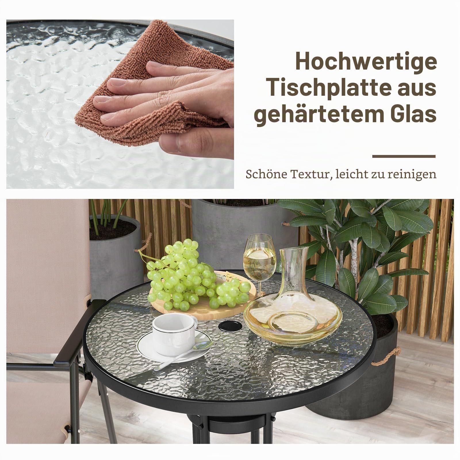 komfotteu-3-teiliges-bistroset-beige-bistrotisch-mit-schirmloch-2-klappst-hle image 6