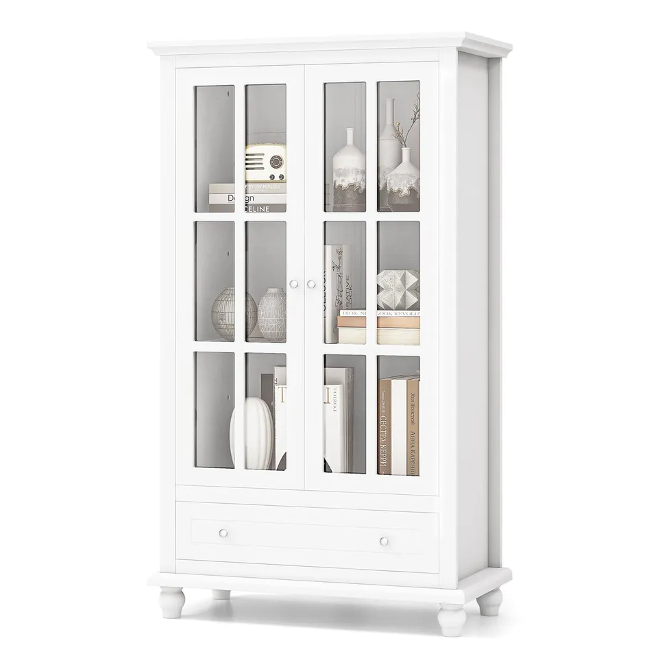 komfotteu-b-cherschrank-4-stufiger-vitrinenschrank-mit-t-ren-und-schublade image 1
